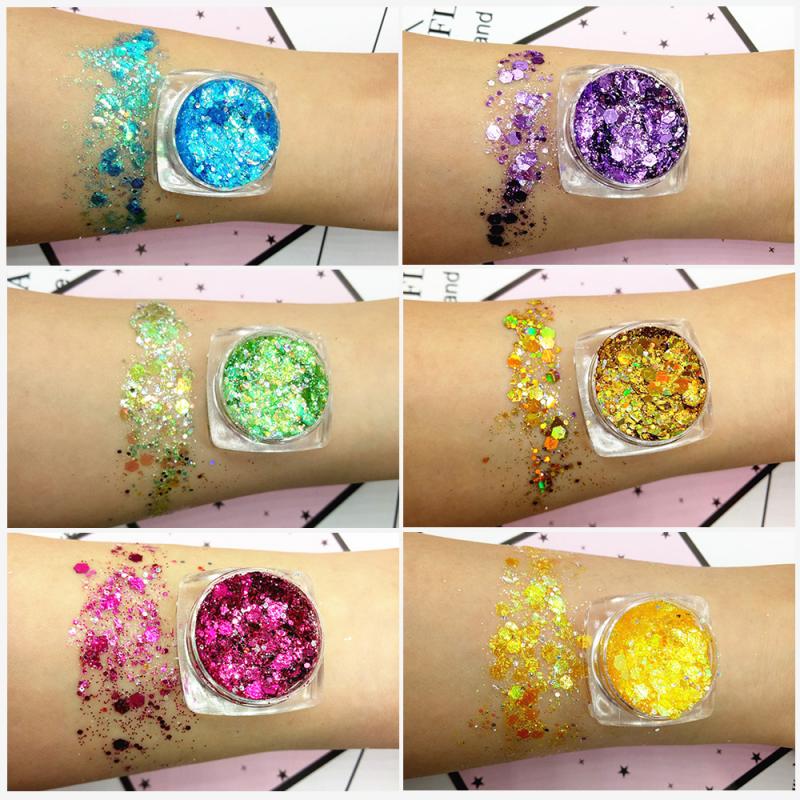 18Colors Diamond Sequins Eyeshadow Lasting Shimmer Glitter Mermaid Sequins Gel Highlighter Makeup Festival Party Cosmetics TSLM1