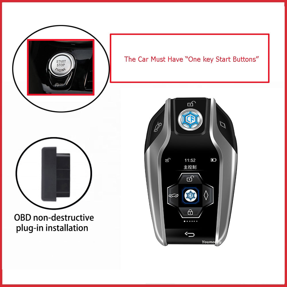 Smart LCD Touch Car Key Auto Remote Central Kit Door Lock Locking Vehicle Comfortable Entry System With Car Case Cover For BMW