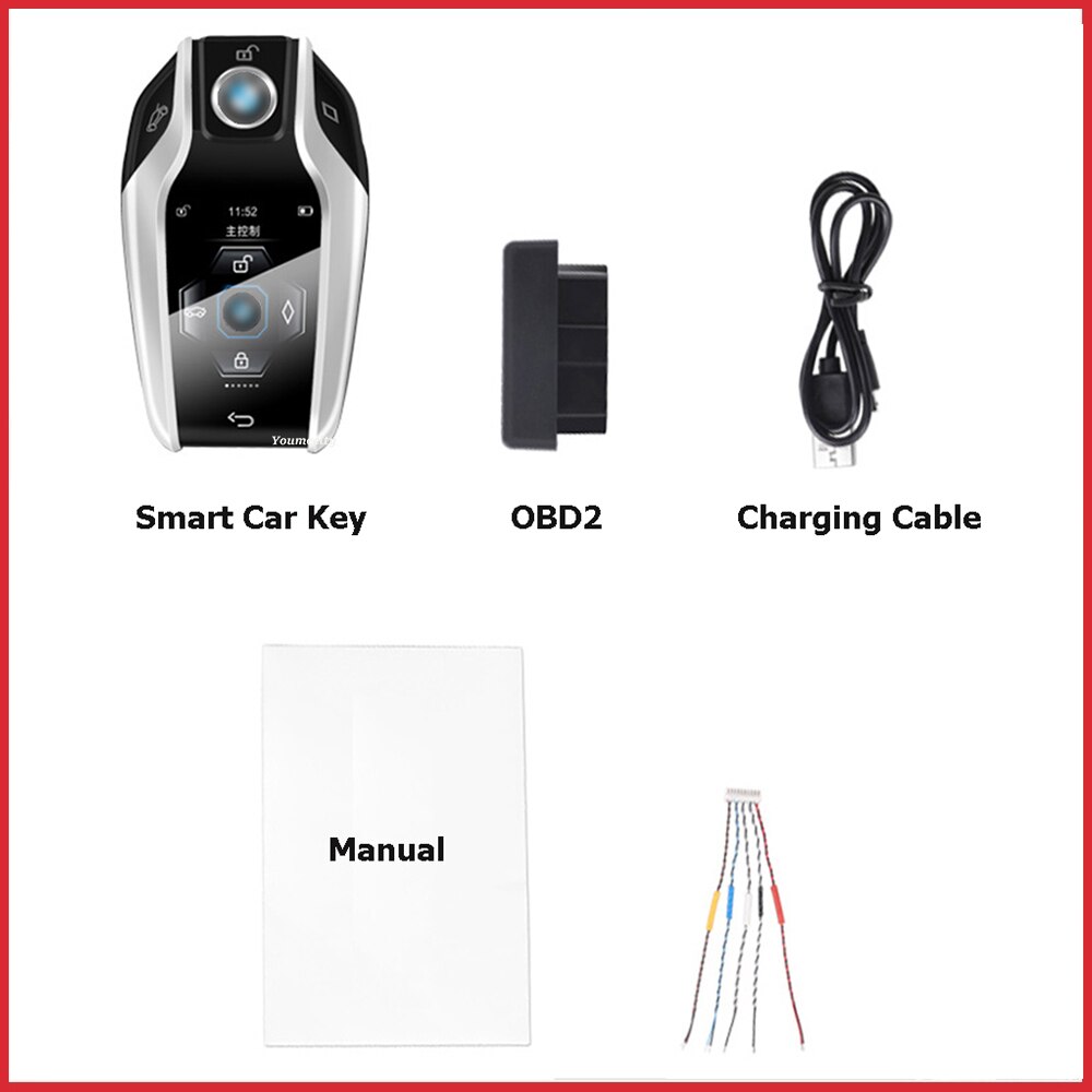 Smart LCD Touch Car Key Auto Remote Central Kit Door Lock Locking Vehicle Comfortable Entry System With Car Case Cover For BMW